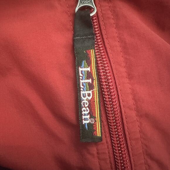 Vintage LL Bean Jacket Mens Medium Red Rain Windbreaker Full Zip Nylon Fishing - Picture 8 of 9